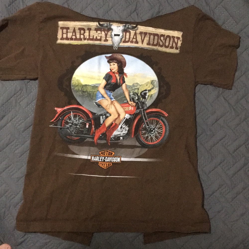 Up cycled Harley Davidson Off Shoulders Top